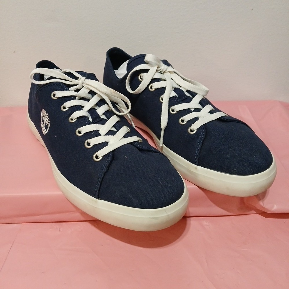 Men's Size 10 Timberland Union Wharf Oxford Canvas Sneakers Dark Blue